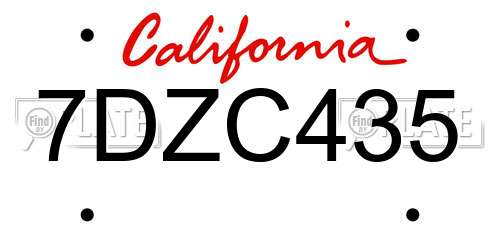 7DZC435 California License Plate