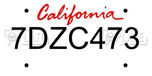 7DZC473 California License Plate