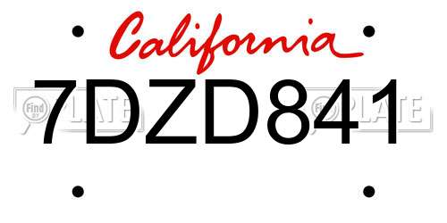 7DZD841 California License Plate