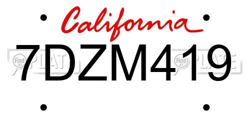 7DZM419 California License Plate