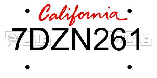 7DZN261 California License Plate
