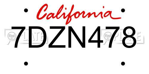 7DZN478 California License Plate