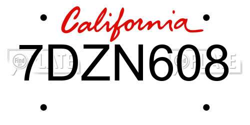 7DZN608 California License Plate