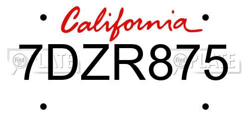 7DZR875 California License Plate