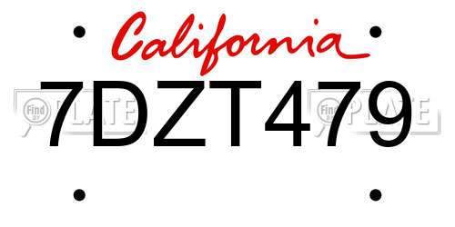 7DZT479 California License Plate