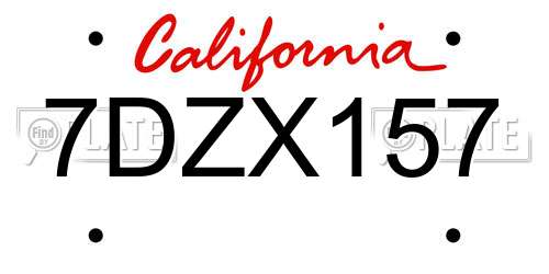 7DZX157 California License Plate