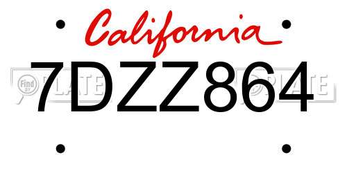 7DZZ864 California License Plate