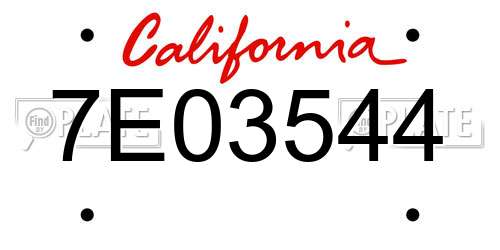7E03544 California License Plate