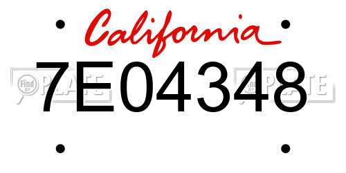 7E04348 California License Plate