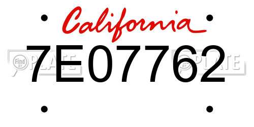 7E07762 California License Plate