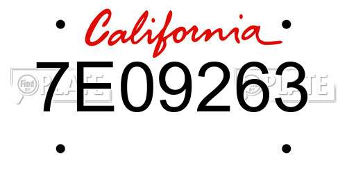 7E09263 California License Plate