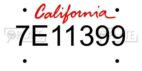 7E11399 California License Plate