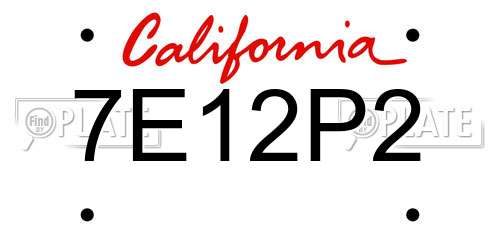 7E12P2 California License Plate