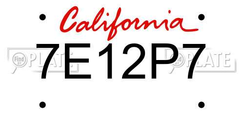 7E12P7 California License Plate