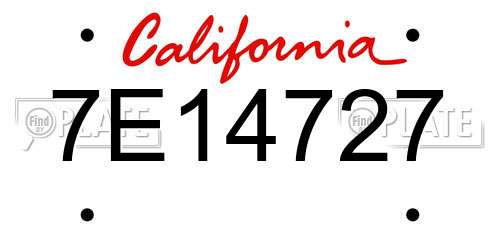 7E14727 California License Plate