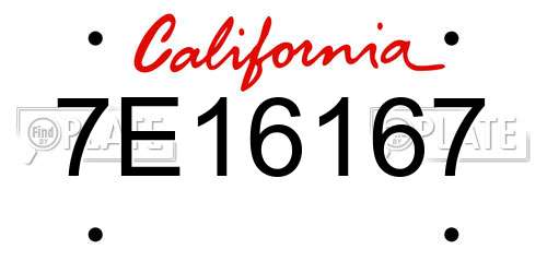 7E16167 California License Plate
