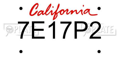 7E17P2 California License Plate