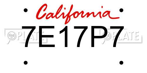 7E17P7 California License Plate