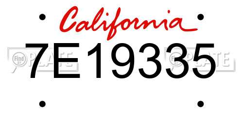7E19335 California License Plate