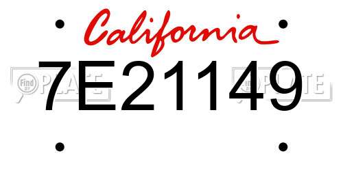 7E21149 California License Plate
