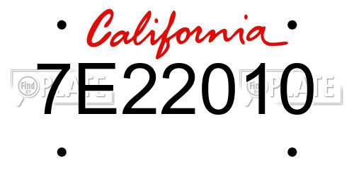 7E22010 California License Plate