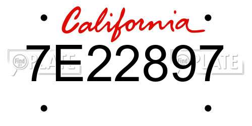 7E22897 California License Plate