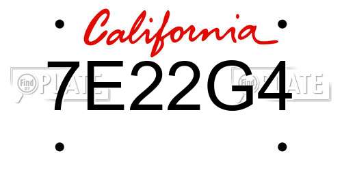 7E22G4 California License Plate