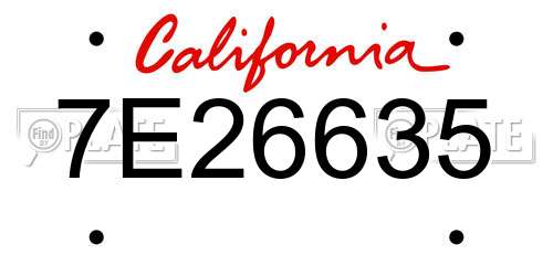7E26635 California License Plate