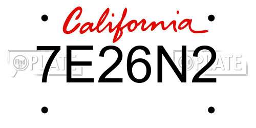 7E26N2 California License Plate