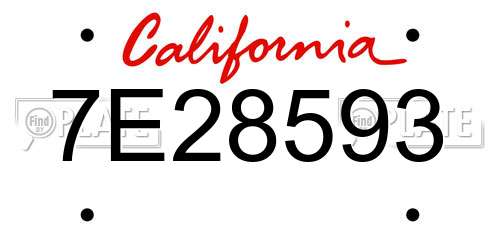 7E28593 California License Plate