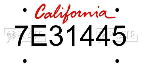 7E31445 California License Plate