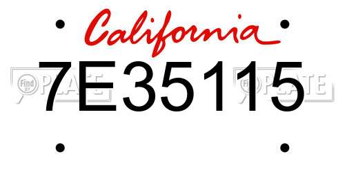 7E35115 California License Plate