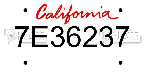 7E36237 California License Plate