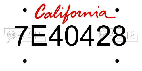 7E40428 California License Plate