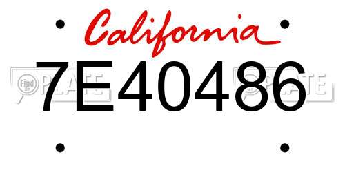 7E40486 California License Plate