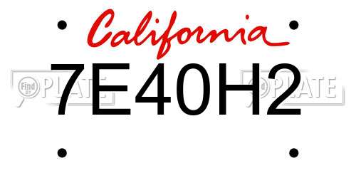 7E40H2 California License Plate