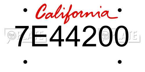 7E44200 California License Plate