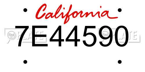 7E44590 California License Plate