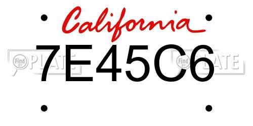 7E45C6 California License Plate