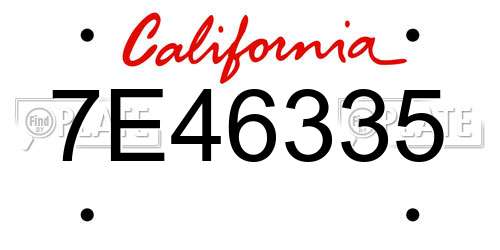 7E46335 California License Plate