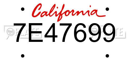 7E47699 California License Plate