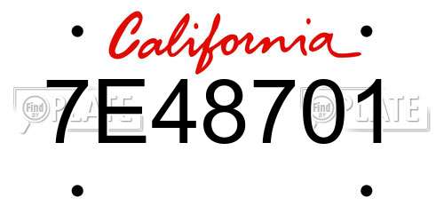 7E48701 California License Plate