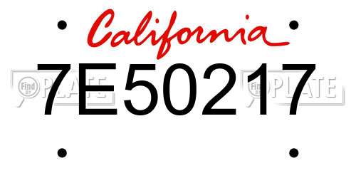 7E50217 California License Plate