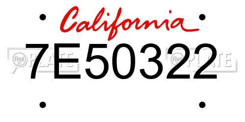 7E50322 California License Plate