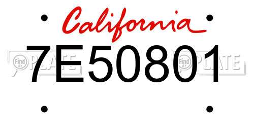 7E50801 California License Plate