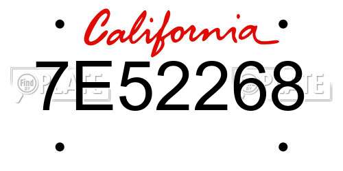 7E52268 California License Plate