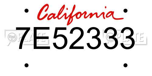 7E52333 California License Plate