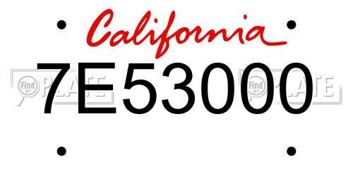 7E53000 California License Plate