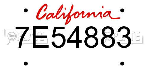 7E54883 California License Plate