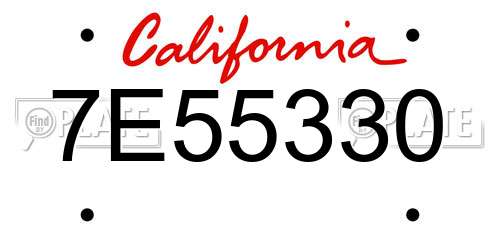 7E55330 California License Plate